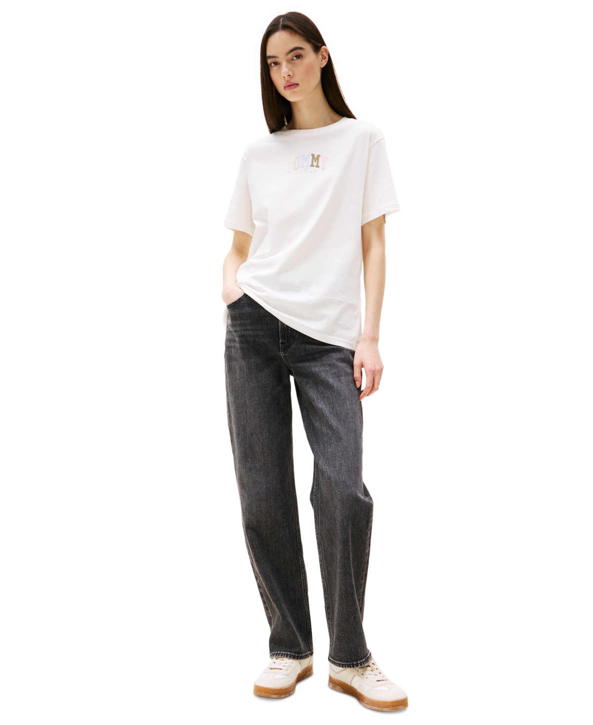 Tommy Jeans Women's Cotton Relaxed Varsity T-shirt In Ecru