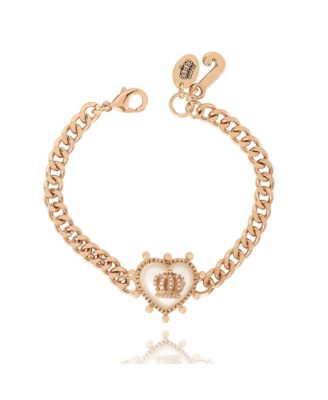 Gold-Tone Chain Bracelet with Crown Heart Charm