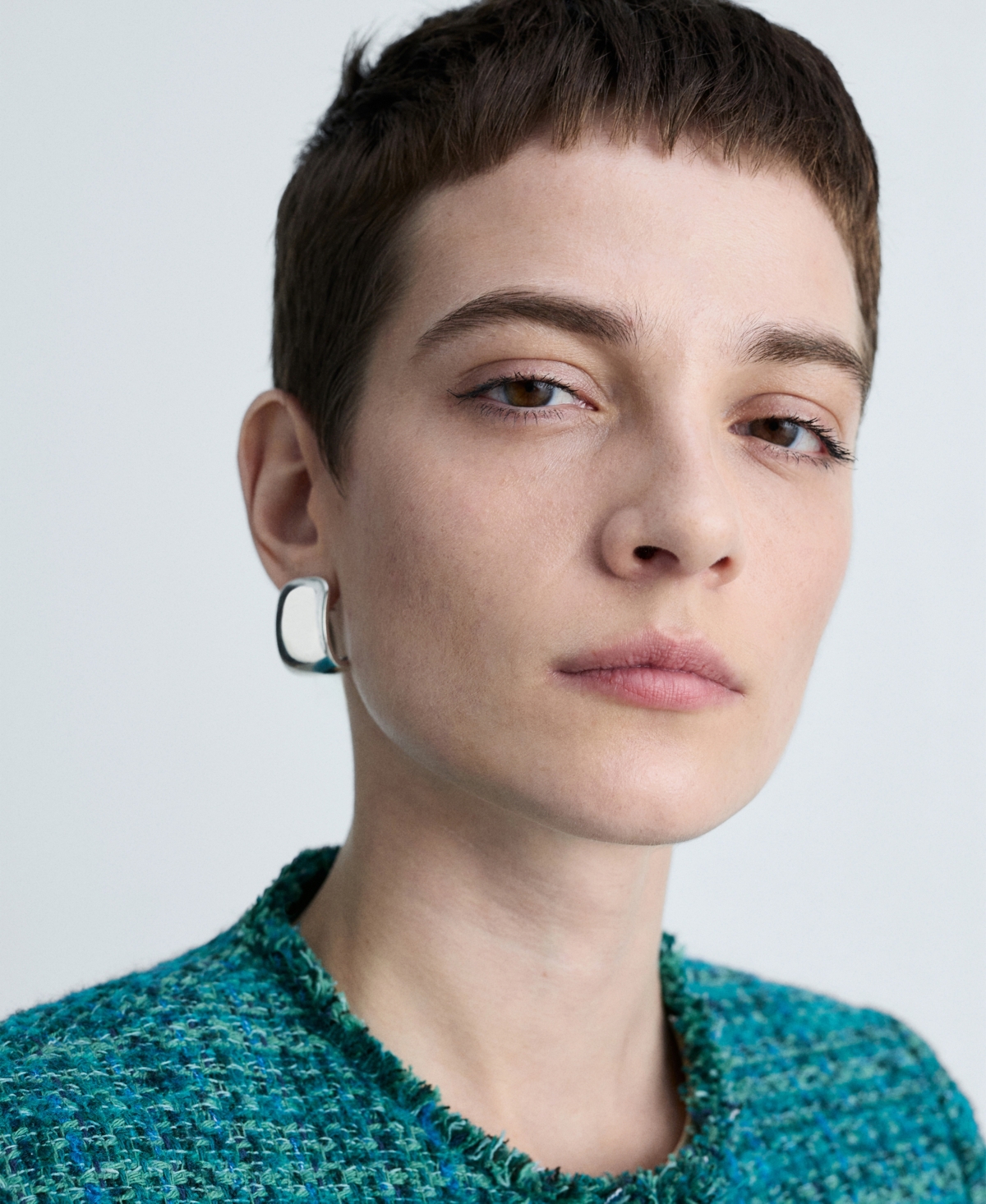 Mango Women's Pocket Tweed Jacket In Petrol Blue