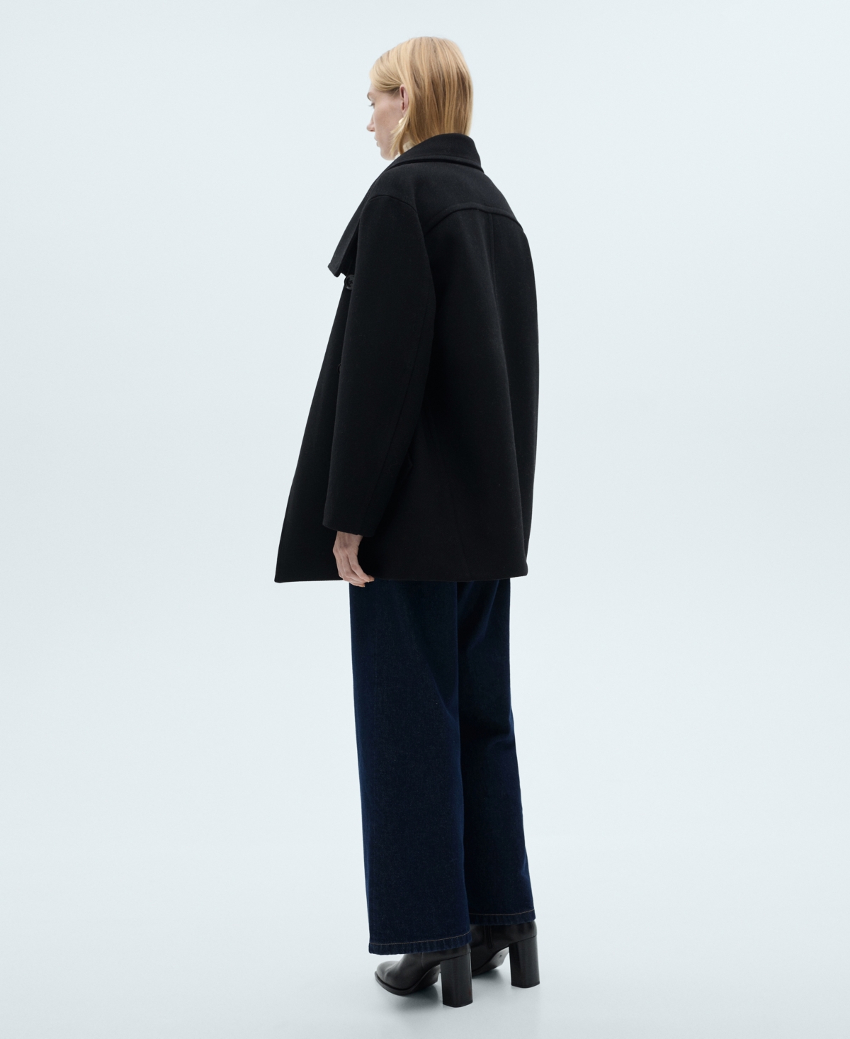 Mango Women's Double-breasted Wool Coat In Black