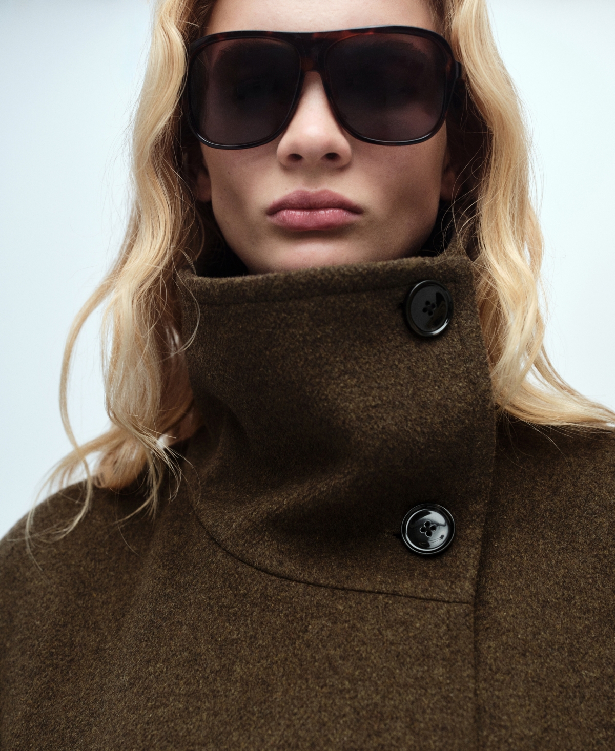 Shop Mango Women's Double-breasted Wool Coat In Khaki