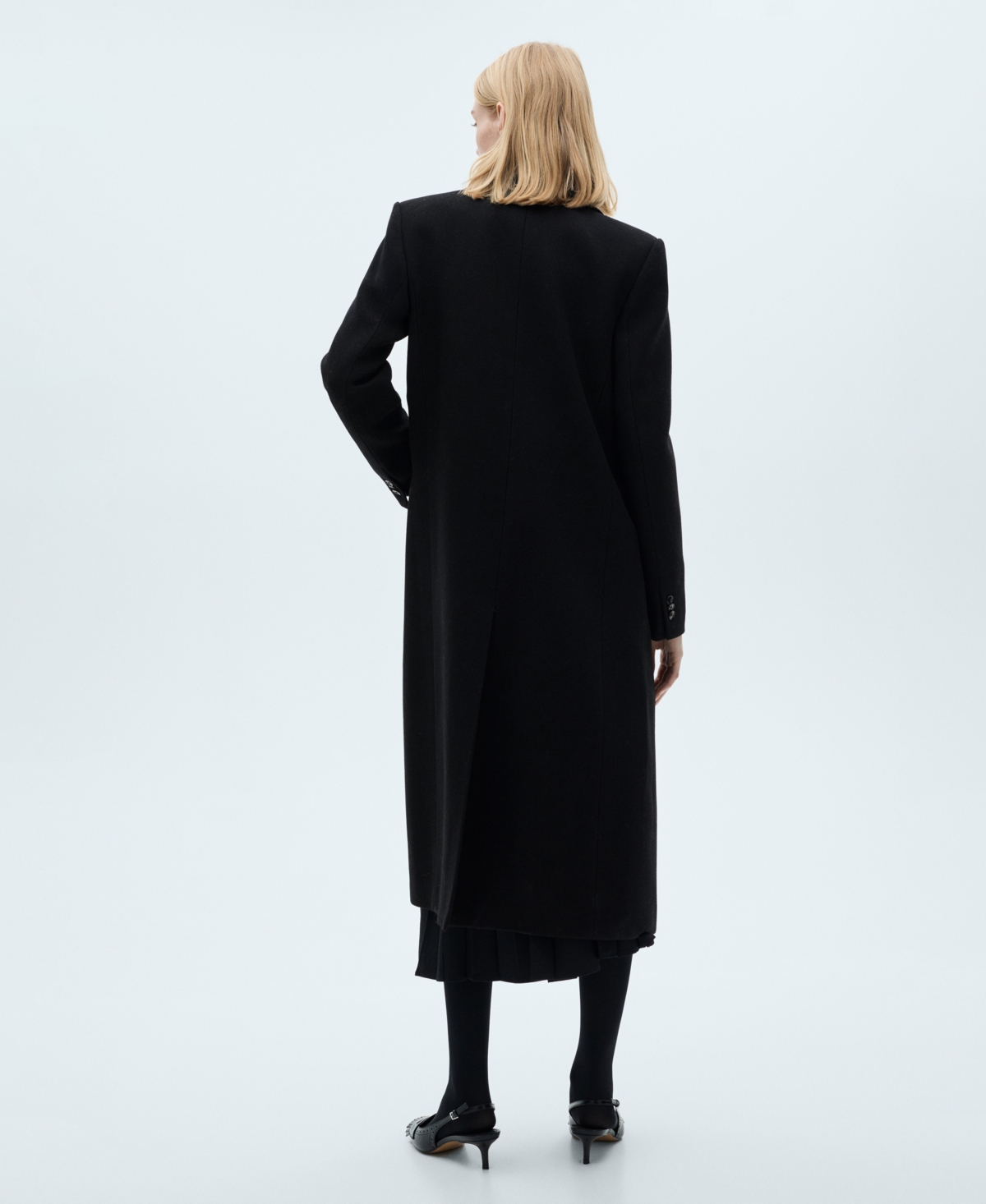 Mango Women's Buttoned Wool Coat In Black
