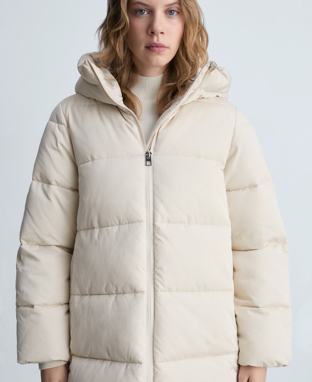 Shop Mango Women's Hood Quilted Coat In Ecru