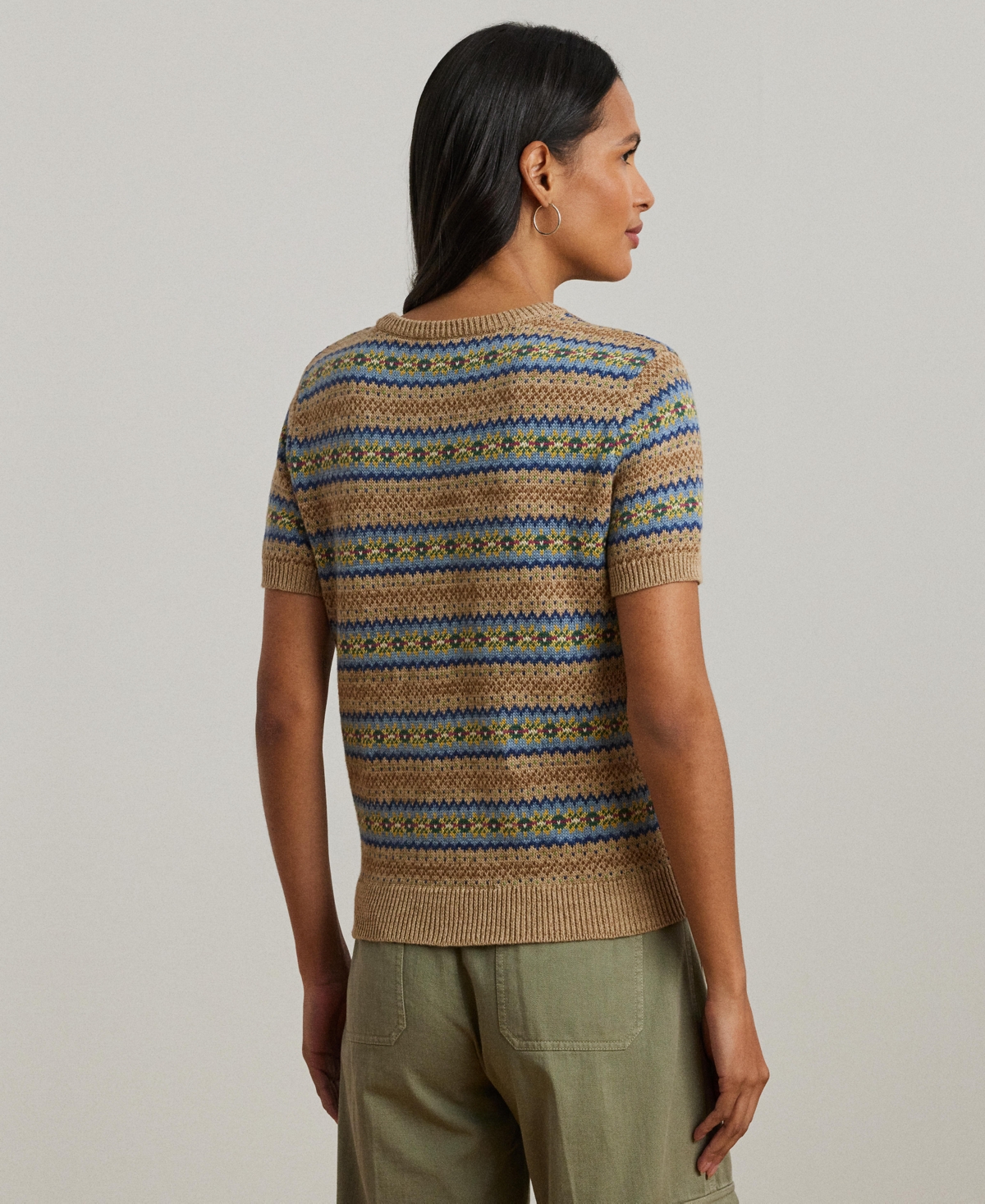 Shop Ralph Lauren Women's Fair Isle Short-sleeve Sweater, Regular & Petite In Multi