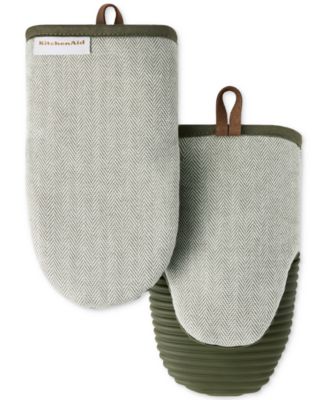 KitchenAid - Evergreen Design Series Herringbone Ribbed Soft Silicone 2-Pc. Mini Mitt Set