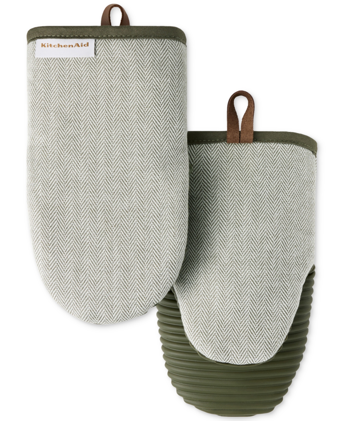 Design Series Herringbone Ribbed Soft Silicone 2-Pc. Mini Mitt Set - Deep Forest Green