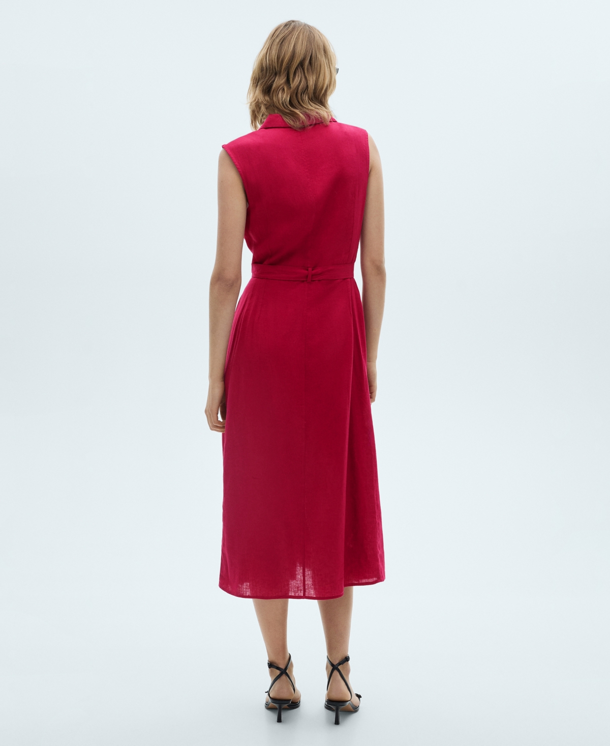 Shop Mango Women's Belt Shirt Dress In Fuchsia