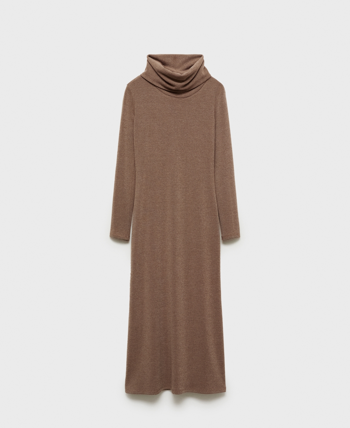 Shop Mango Women's Knitted Turtleneck Dress In Brown