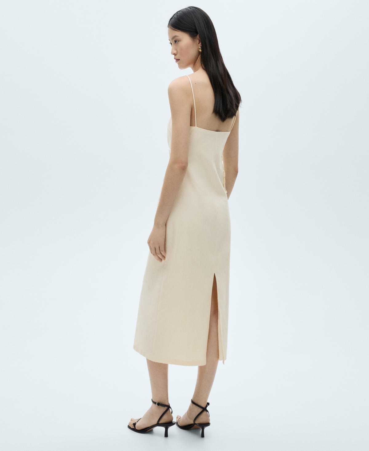 Mango Women's Openwork Flower Midi Dress In Ecru