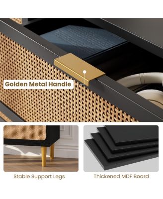 5-Drawer MDF Rattan Design with Metal Legs, Deep Drawers & Reinforced Frame Tall Bedroom Dresser