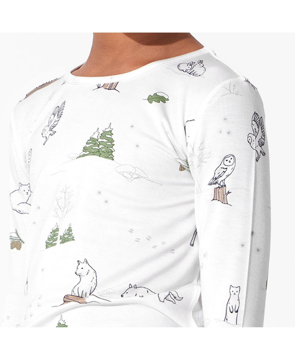 Bellabu Bear Kids Unisex Kids Winter Forest Animals Set Of 2 Piece Pajamas In Winter Forest Animals