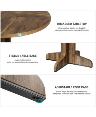 Round Dining Table for 4People, 47 Inch Farmhouse Kitchen Table