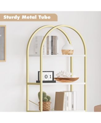 Arched Bookshelf, 5-Tier Open Bookshelf, Modern Bookcase Storage Shelves with Metal Frame