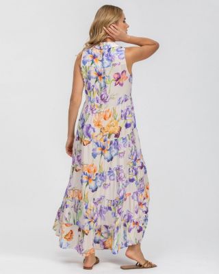 Maternity Collared Maxi Clara Dress with Ruffles