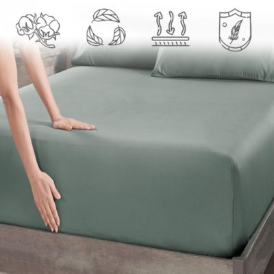 - King 600 Thread Count Fitted Sheet Only - 100% Cotton Sateen, Fully Elasticized with Deep Pockets