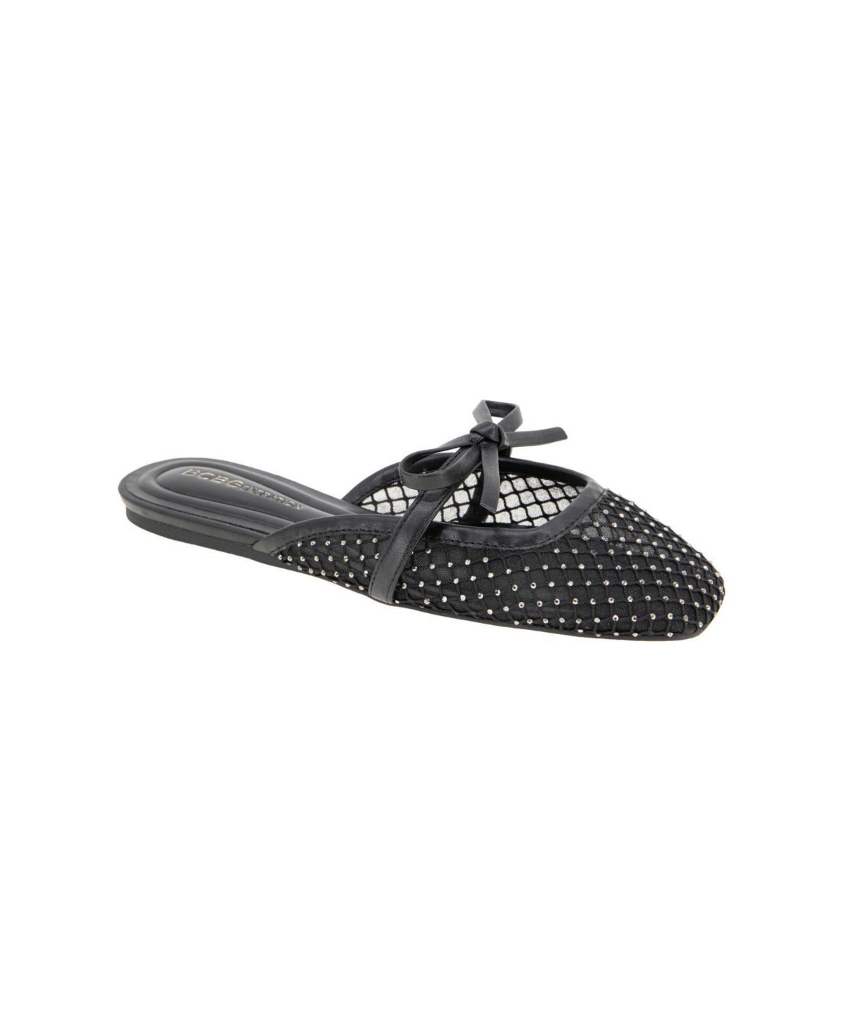 Bcbgeneration Women's Hildana Square Toe Flats In Black Rhinestone