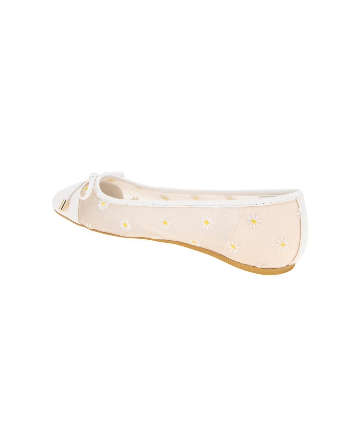 Bcbgeneration Women's Hartly Square Toe Ballet Flats In White Daisy