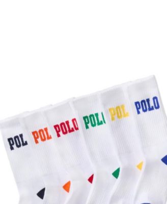 Little & Big Boys Performance Polo Logo Cushioned Crew Socks, 6-Pack 
