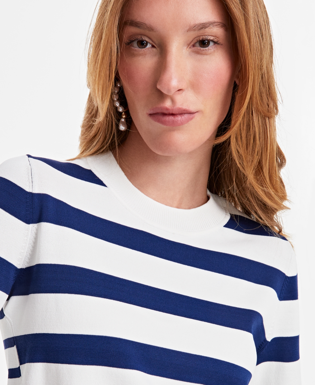 ON 34TH WOMEN'S MIXED-STRIPE RELAXED-FIT SWEATER, EXCLUSIVELY AT MACY'S 