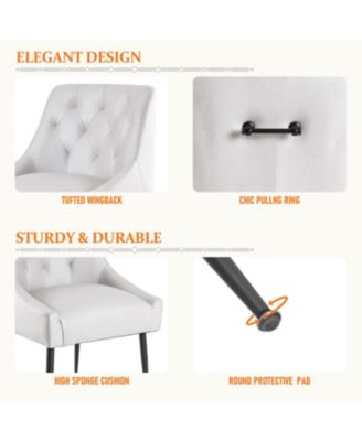 Modern Upholstered Dining Chairs Set of 4, Mid Century Kitchen Side Chairs with 5.12” Cushions and Back Pull Rod for Kitchen, Living Room