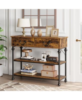 Console Table with Drawers, Sofa Tables Narrow Entryway Table with Storage, 39.4" Behind Couch Table Industrial Hallway Table Home Furniture for Living Room, Foyer, Bedroom