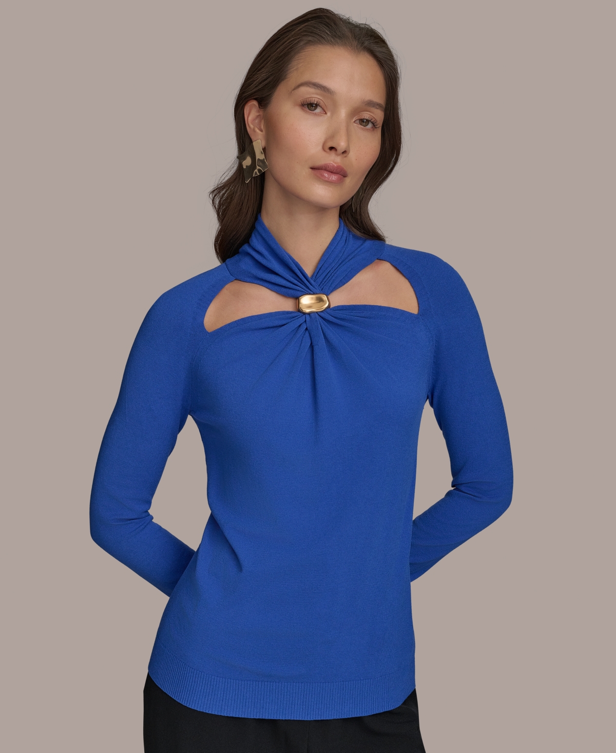 Shop Donna Karan Women's Cutout Long-sleeve Sweater In Marbella