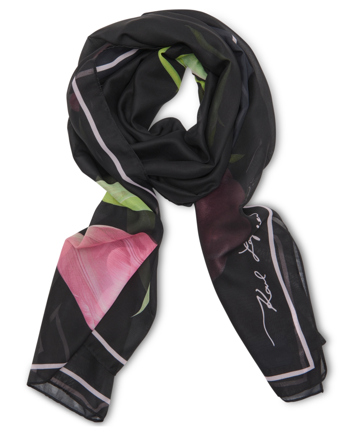Karl Lagerfeld Spring Tulip Wrap In Black