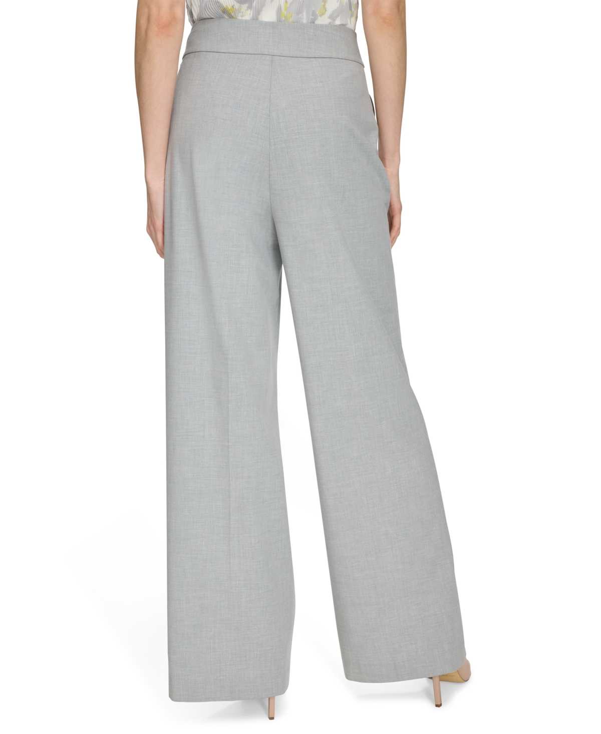 Calvin Klein Petite High-rise Wide-leg Pants In Light Heather Multi