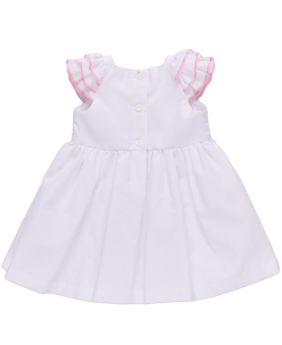 Bonnie Baby Baby Girls Smocked Flutter Sleeved Woven Check Dress In White