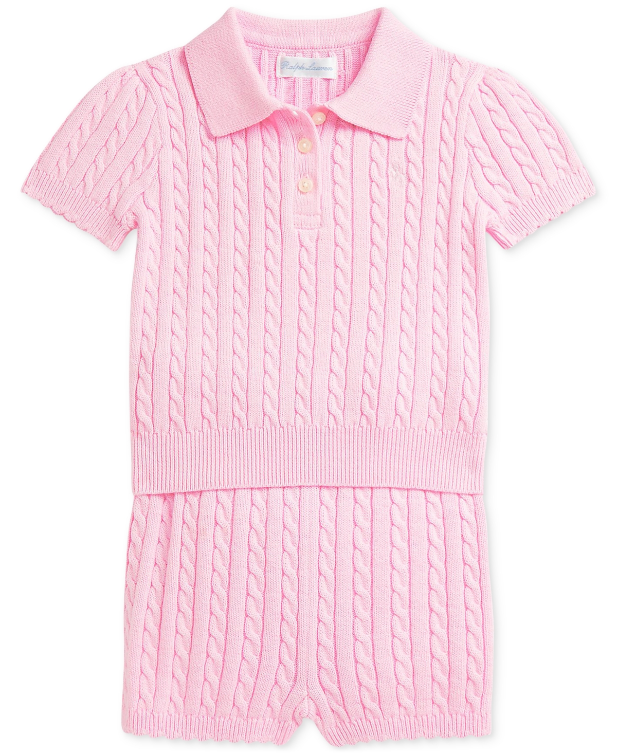 Polo Ralph Lauren Ralph Lauren Cable Cotton Polo Sweater & Shorts Set In Pink