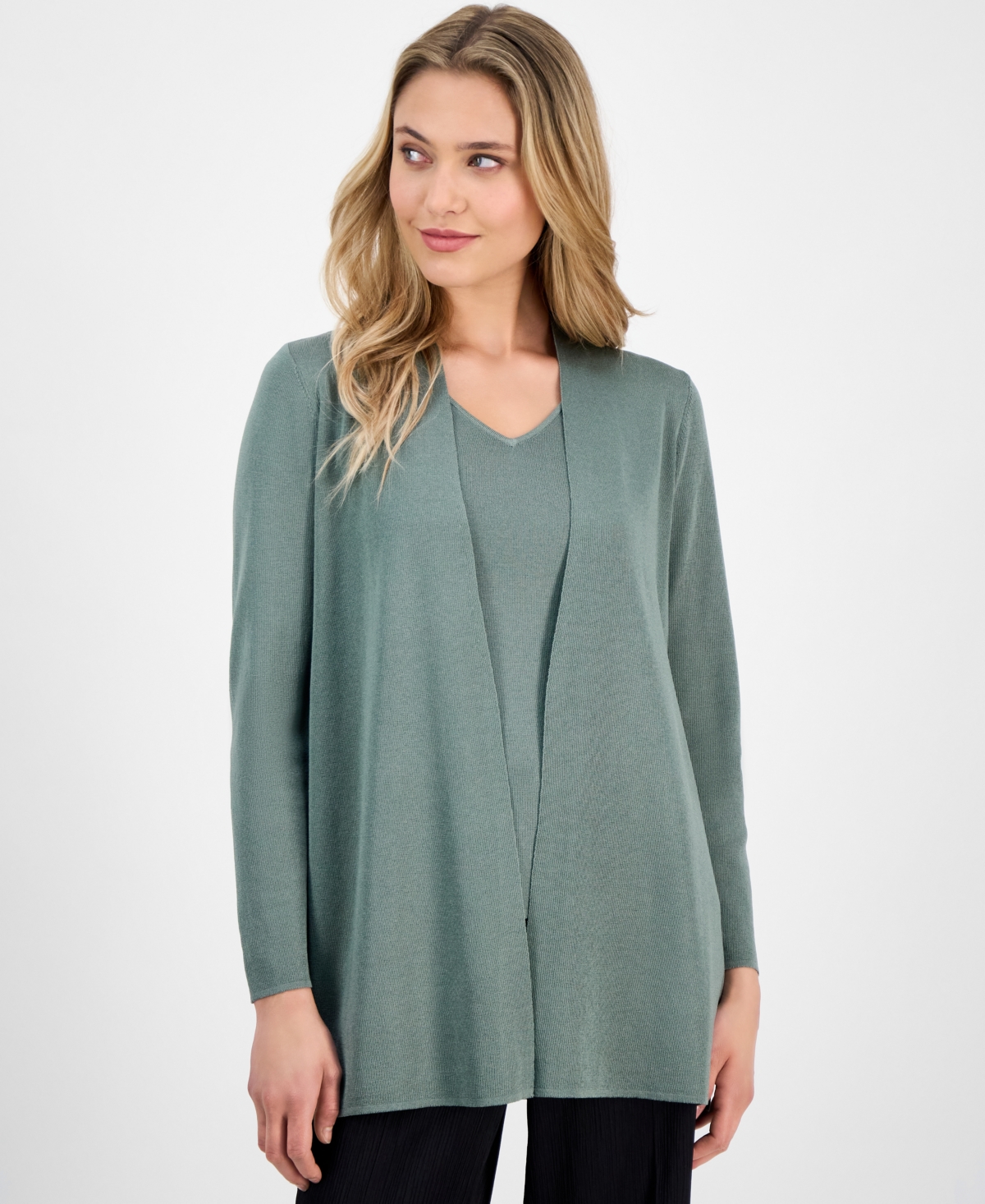 Women's Napa Fine Rib Pocket Cardigan - Soft Aloe