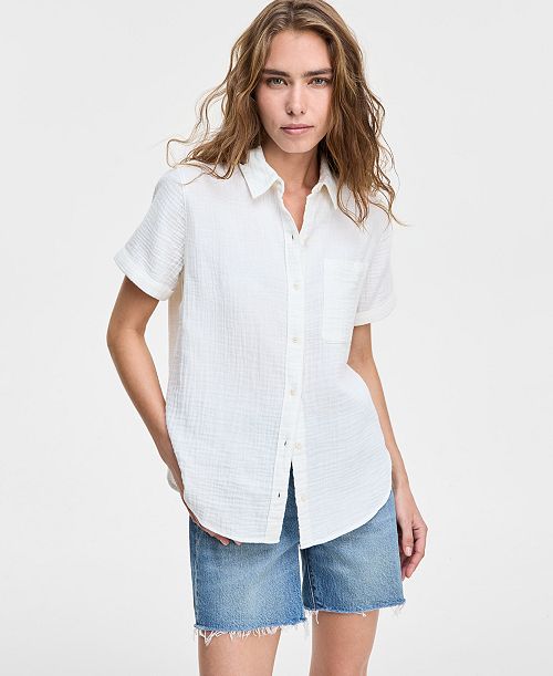 alfani Levi's Women's Darlene Short-Sleeve Utility Shirt Women's Fashion Shoes & Accessories