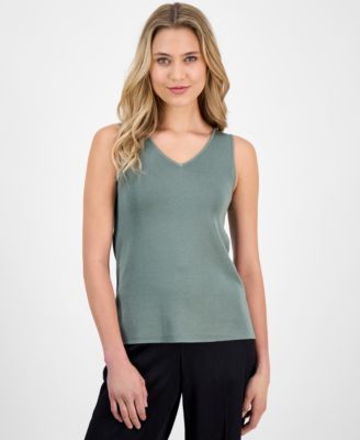 Anne Klein - Women's Fine-Rib V-Neck Tank