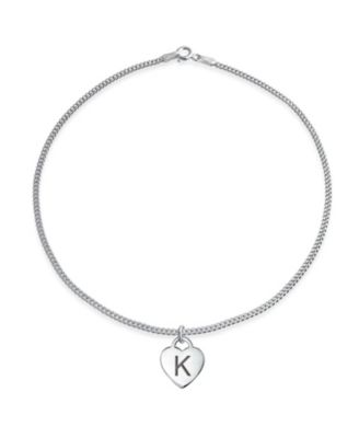 Bling Jewelry Tiny Minimalist Abc Heart Initial Anklet Ankle Bracelet Sterling Silver 9-10 Inch - Silver k 45$