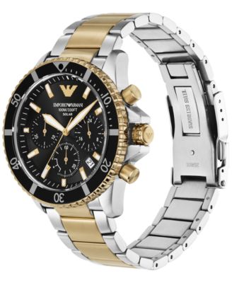 Men's Chronograph World Explorer Solar Two-Tone Stainless Steel Bracelet Watch 44mm