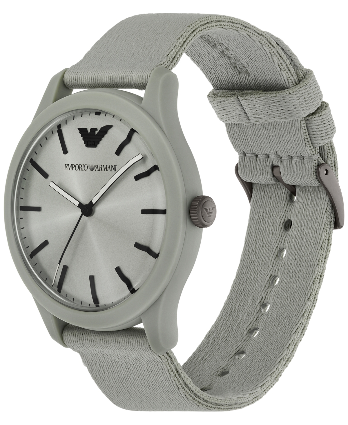 Emporio Armani Men's Gray Tide Ocean Material Strap Watch 45mm In Gray