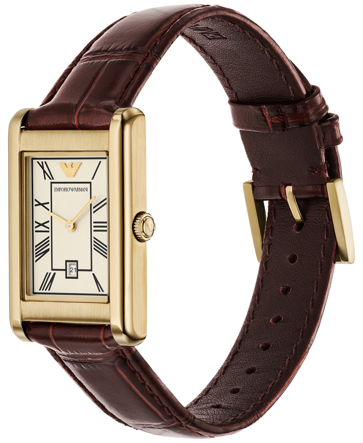 Emporio Armani Women's Brown Leather Strap Watch 25mm In Brown