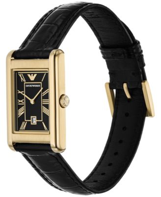 Women's Black Leather Strap Watch 25mm