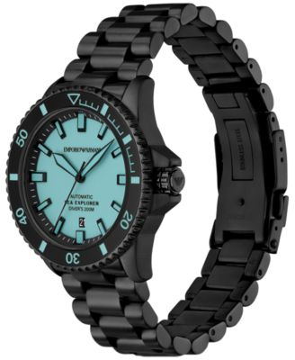 Men's Automatic Sea Explorer Black-Tone Stainless Steel Bracelet Watch 43mm