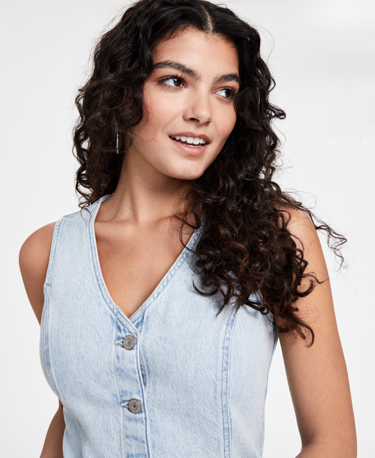 Shop Levi's Women's Vianna Denim Button-front Vest Dress In Never Going To Change