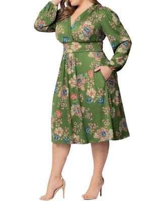 Plus Size Diana Long Sleeve Midi Dress