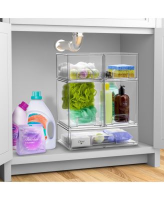 5 Piece Clear Acrylic Drawer Organizers - Makeup Case Pull-Out Drawers (7.6   and 4.4   Tall and 12.1   Wide)