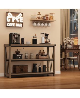 Farmhouse Entryway Table,47 Inch Narrow Long Console Table with Storage, 3 Tier Wood Console Table for Living Room, Farmhouse Sofa Tables Behind Couch