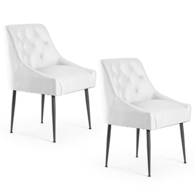 Modern Upholstered Dining Chairs Set of 6, Mid Century Kitchen Side Chairs with 5.12” Cushions and Back Pull Rod for Kitchen, Living Room