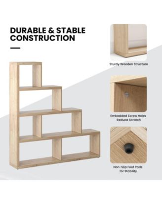 6 Cubes Ladder Shelf Corner Bookshelf Storage Bookcase