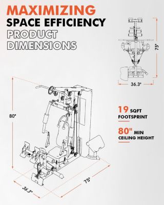 Home Gym, Workout Station with 150LBS Weight Stack, Multifunctional Home Gym Equipment, Exercise Equipment for Full Body Strength Training
