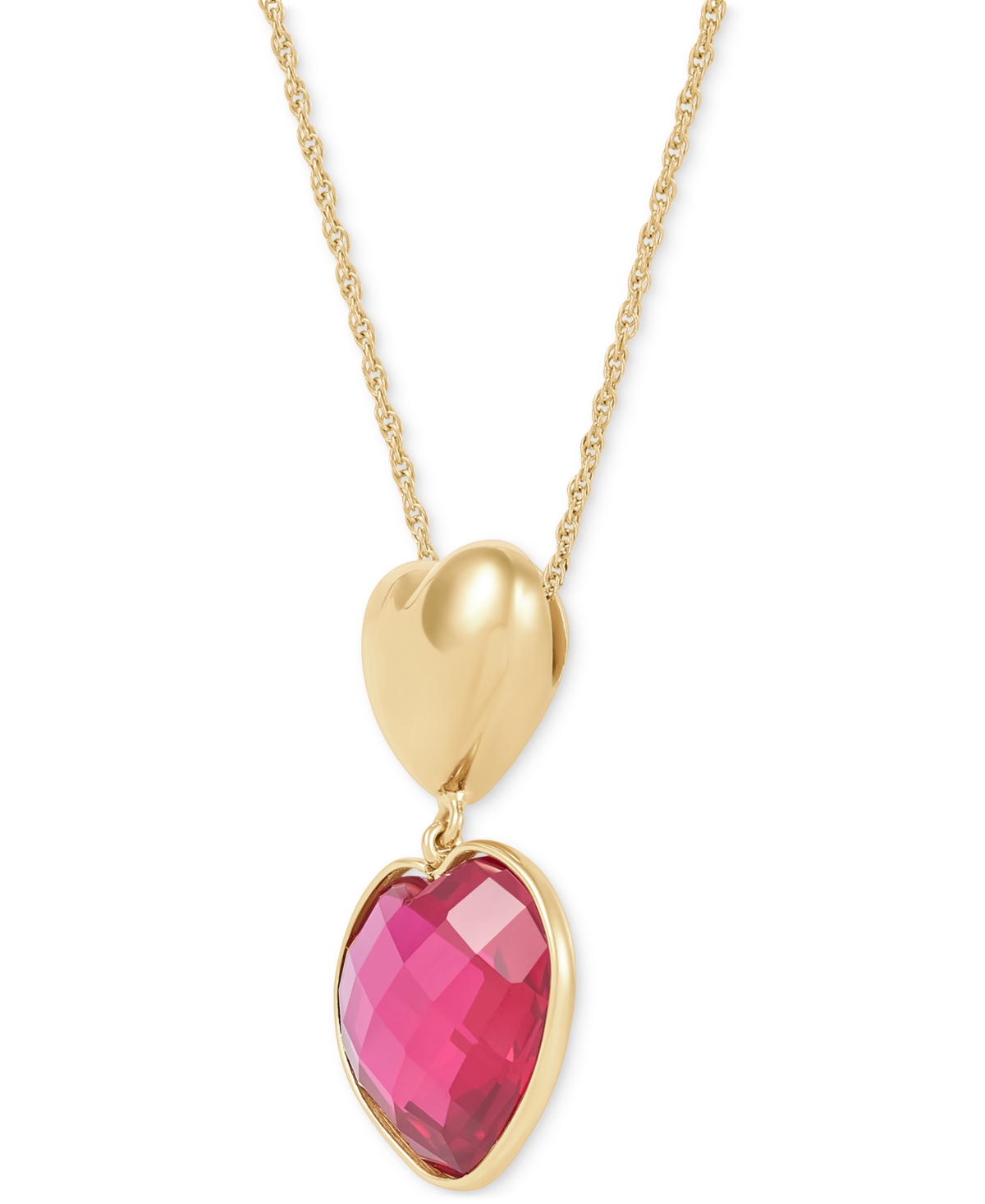 Macy's Ruby Heart Pendant Necklace (12-1/10 Ct. T.w.) In 24k Gold-plated Sterling Silver, 16" + 2" Extender In Ruby