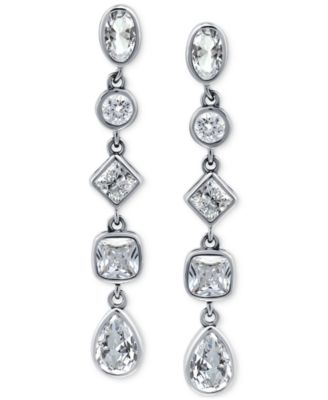 Cubic Zirconia Linear Drop Earrings (3-1/2 ct. t.w.) in 18k Yellow Gold Over Sterling Silver, Exclusively at Macy's 