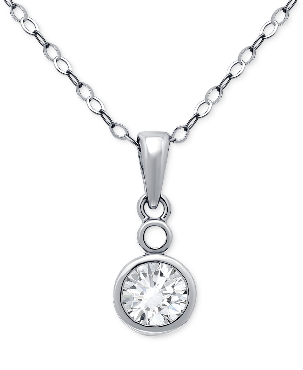 Giani Bernini Cubic Zirconia Bezel Solitaire Pendant Necklace In 18k Gold-plated Sterling Silver, 16" + 2" Extende In Silver