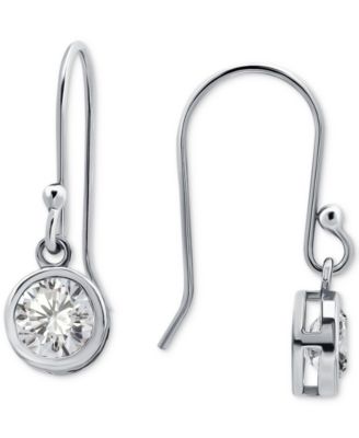 Cubic Zirconia Bezel Drop Earrings in 18k Gold-Plated Sterling Silver, Created for Macy's